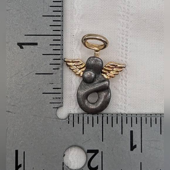 Vintage Camco Angel W/ Baby Gold Wings And Halo With Silver Tone Body Lapel Pin - Picture 4 of 4